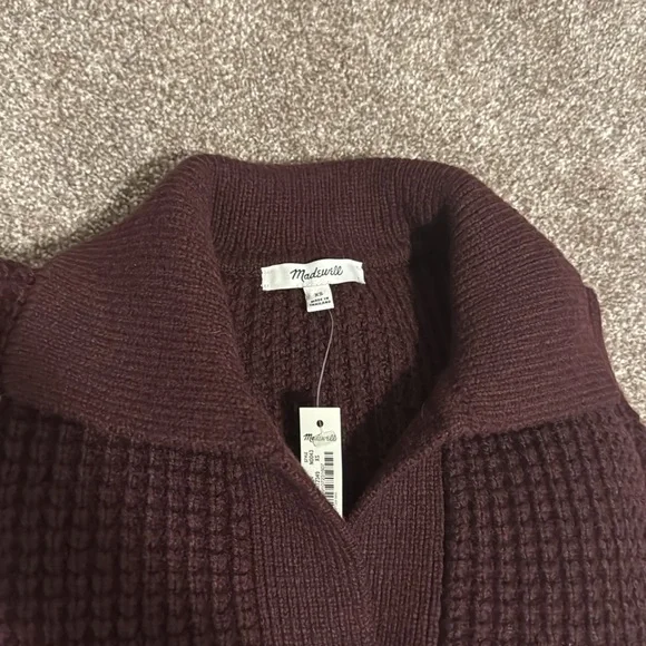 Madewell Waffle-Knit Henley Sweater (Heather Currant) - Picture 6 of 7
